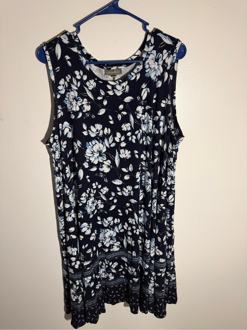 Style & Co. Navy Floral Sleeveless Dress